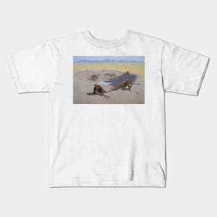 Fight for the Waterhole by Frederic Remington Kids T-Shirt